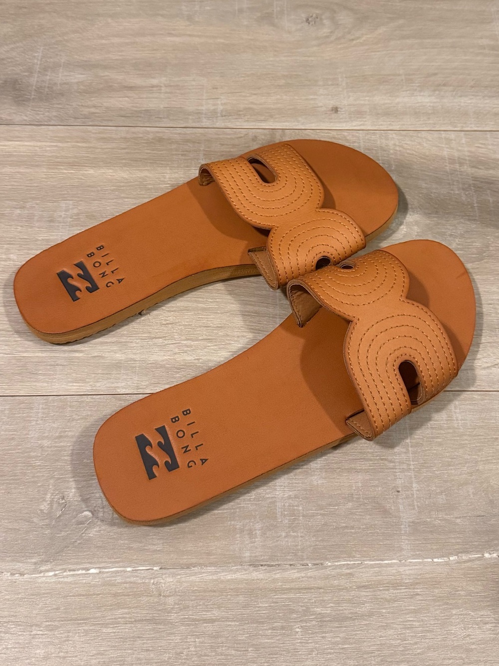 Billabong Tan Slide Sandals with Curved Strap